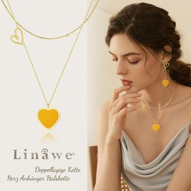 Linawe Heart Pendant Necklace for Women, Stainless Steel Women's Layering Chain with Heart Pendant Jewellery, Statement Necklace Jewellery, Available in Gold, Rose Gold and Silver, Stainless Steel
