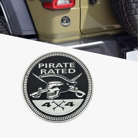 HQRNYP Squatch 4 x 4 Metal Automotive Badge, Car Badges, Wild Man Pattern Rated Car Emblem, Auto Accessories 3D Round Emblem Decal Sticker Fit for Jeep Wrangler Vehicles Trucks SUVs (Pirate Rated)