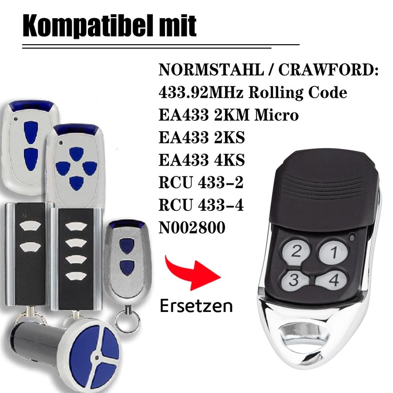 Garage Door Opener Remote Compatible with 433.92MHz Normstahl Crawford EA433