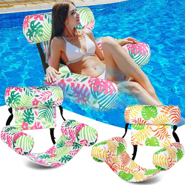 Blueweenly 2 Pack Inflatable Pool Floats Adult Fabric Floating Lounge