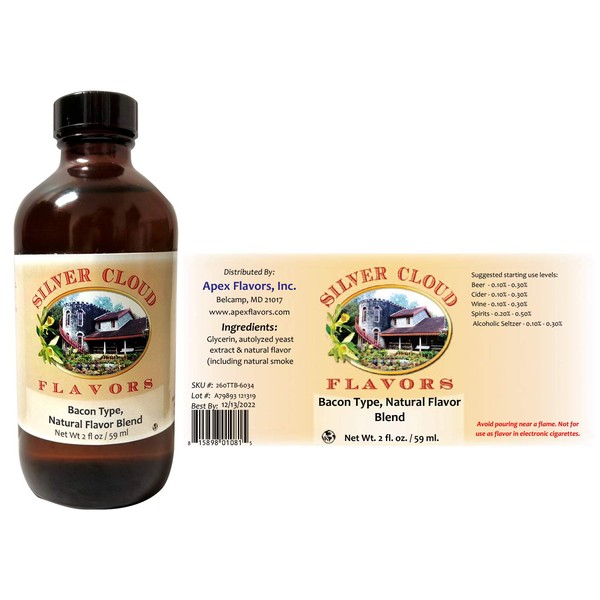 Bacon Type Extract, Natural Flavor Blend - TTB Approved - 2 fl. oz. bottle