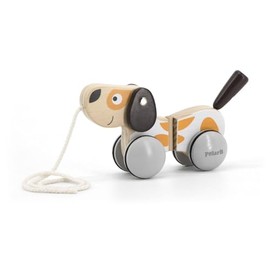 PolarB Dog on Lace, Walker Aid Wooden Toy Toddler Wooden Cord Walking Running