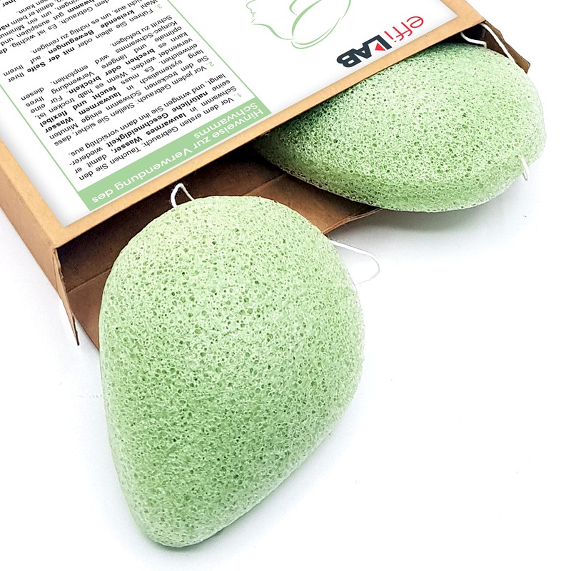 Organic Konjac Face Sponge Green Tea | Set of 4