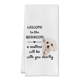 Cilrii Funny Maltese Dog Bathroom Hand Towels, Maltese Gifts for Women Men, Gifts for Dog Lovers Owners Decorative Hand Towels for Bathroom Restroom Washroom, 16x24 Inch