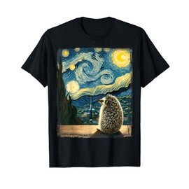 Artistic Hedgehog Shirt Van Gogh Style Starry Night Hedgehog T-Shirt
