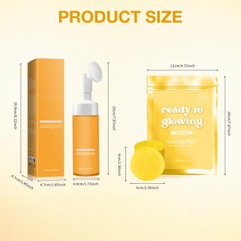 Bettinay Turmeric Face Wash Set, 150ml Pure Glow Foaming Cleanser with 30pcs Cleansing Tablets for Women Men