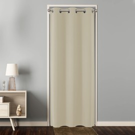 Joydeco Door Curtain for Closet Doors 78 Inches Long 1 Panel, Blackout Doorway Curtain for Open Closet Bedroom, Room Divider for Privacy (Light Beige, 52Wx78L)