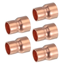 PATIKIL 5Pcs Copper Reducer 5/8" x1/2" ID Reducing Copper Coupling Fitting Pipe Adapter