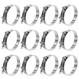 12 Pack 3.5 inch T-Bolt Hose Clamps, Stainless Steel_304 Working Range 95mm-103mm for 3.5" Hose ID, Turbo Intake Intercooler Clamp for Automotive