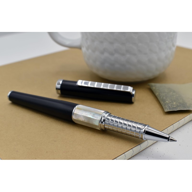 Xezo Speed Master Fine Rollerball Pen, Matte Black with White