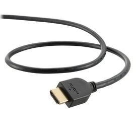 Ohm Electric VIS-C10HDS-K 05-0556 HDMI Cable, Supports Ethernet, Soft HDMI Cable, Slim Type, High Speed, OK in Narrow Places, 3.3 ft (1 m)