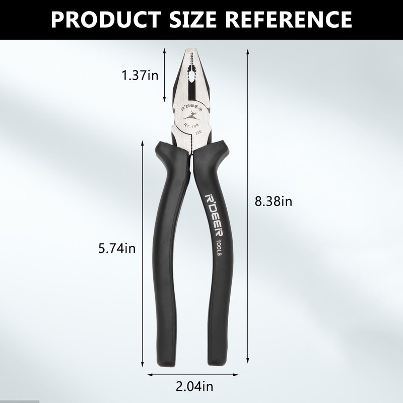 Rongon PRO Linesman Pliers Linesmans Combination Pliers Tools 8-Inch Side-Cutting