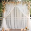 20x10 White Tulle Backdrop Curtains for Parties, Sheer Backdrop Curtain