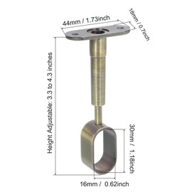 sourcing map 2 Pcs Oval Closet Shelf Bracket Rail, Wardrobe Rod Tube Support Bracket Height Adjustable, Full Though Pipe Holder Socket Bracket with Screws for Cabinet Wardrobe Bronze