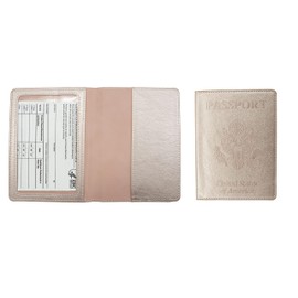 Krediz Passport and Vaccine Card Holder - Unisex Travel Organizer for Vaccination Card & Passport - Standard Size Protective Cover| Perfect for Traveling, Conferences, or Sports Venues (Rose Gold)