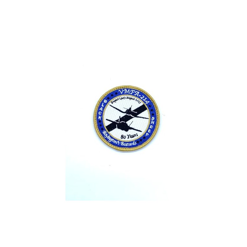 VMFA-214 Blacksheep Squadron 80th Anniversary Patch - with Hook and