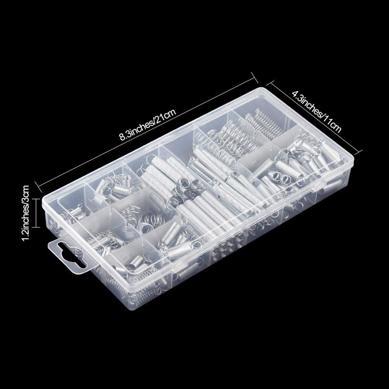 200 Piece Spring Assortment Set Kit, Various Sizes Extension and