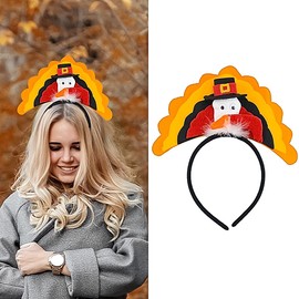 XIELIME Thanksgiving Turkey Headbands Fashion Holiday Head Boppers for Women Kids, Turkey Hat Autumn Fall Hair Accessories for Thanksgiving Party Favors Gifts 1 Pack, One Size Fits All
