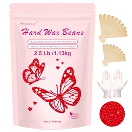 Wax Beadsl, 2.5 lb/40 oz Hard Wax Beads for Sensitive Skin Brazilian, Bikini, Eyebrow,Body,Legs Waxing, Painless Refill Hard Wax for Hair Removal with 20 Sticks
