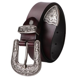 XZQTIVE Women Western Belt For Cowgirl Cowboy Pants Jeans With West Carved Floral Design