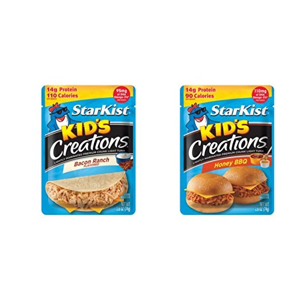 Starkist Kids Creations Tuna Bundle of 2.6 oz packets: 6 of Honey BBQ and 6 of Bacon Ranch