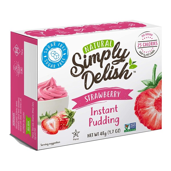 Simply Delish Natural Pudding, Strawberry, 1.6 Ounce (44g) (Pack of 6)