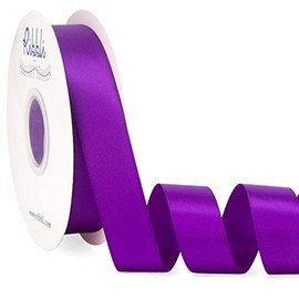 Ribbli Purple Satin Ribbon Double Faced Satin 1 inch x Continuous 50 Yards-Purple Ribbon for Gift Wrapping Crafts Wedding Decoration Bows Bouquet Floral Arrangement