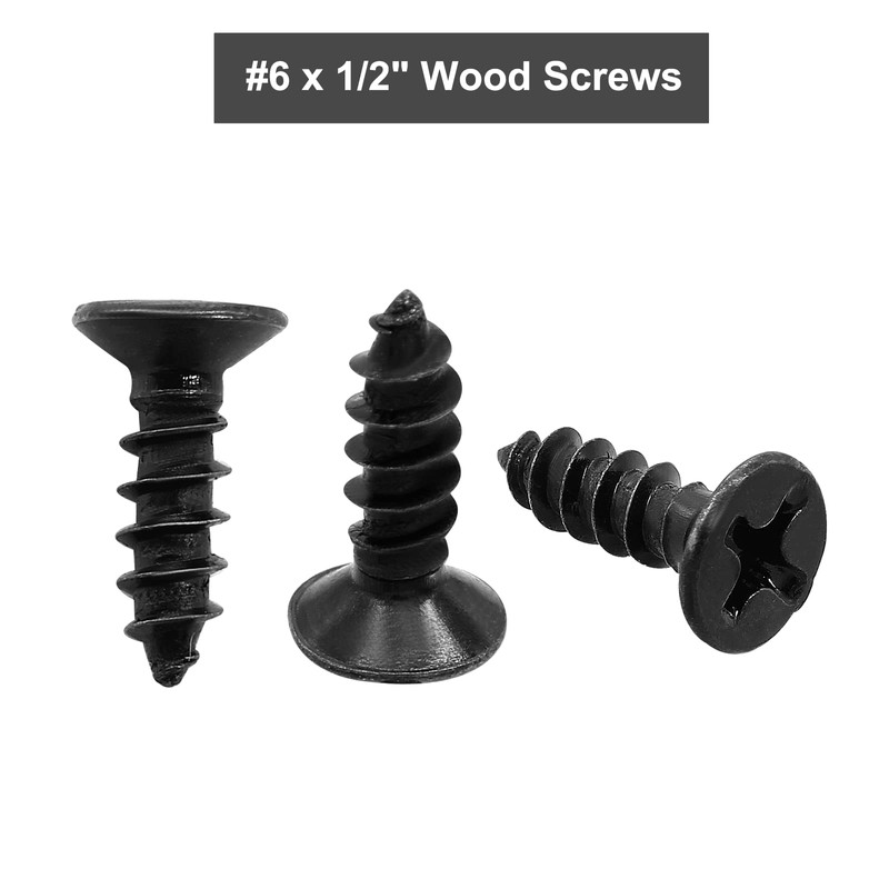 Biaungdo #6 X 1/2'' Black Oxide Coated Carbon Steel Flat