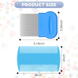 Maitys 8 Pieces Flea Lice Combs Double Sided Lice Cats Dogs and Nit Removal Hair Grooming Plastic and Metal Comb, Head Hair Comb for Pets and Humans(4 x 2 Inches, 2.24 x 2.24 Inches,Novel)