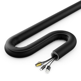 deleyCON 3.0 m Cable Tube with Velcro Fastening, 35 mm Diameter, Cable Management, Cable Duct, Cable Protection, Soft Microfibre Nylon Fabric, Cable Sheath, Home, Office, Black