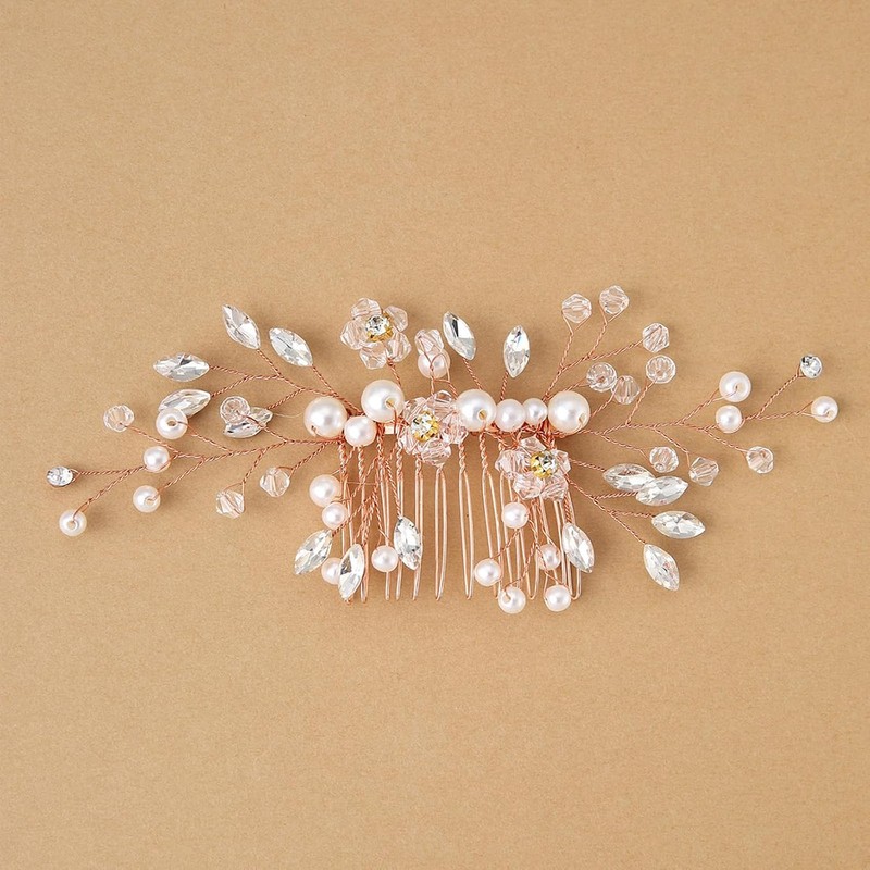 Accesorios para El Cabello Mujer, Cristal Blanco, Oro Rosa