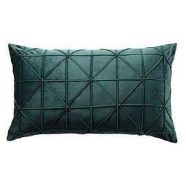 JWH Handmade Throw Pillow Covers Decorative Pillowcase Lumbar Back Support Rectangle Cushion Covers Velvet Accent Pillow Cases Luxury Farmhouse Sofa Couch Chair Decor Shams 14 x 24 Inch Dark Green