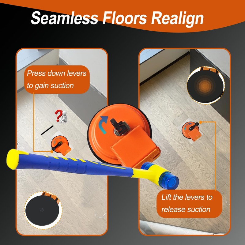 Floor Gap Fixer Tools with Suction Cup, Rubber Mallet Hammer,