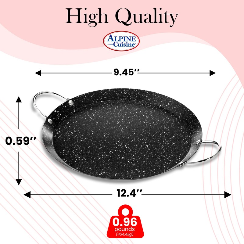 Alpine Cuisine Round Comal Griddle 9.5 Inch - Black Griddle