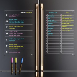 JJPRO Non-Magnetic Clear Weekly Planner & to Do List for Fridge, 8.5"x13" Dry Erase to Do List WhiteBoard,Reuasble Weekly Calendar for Refrigerator,Cabinet,Wall&Glass, All Smooth Surfaces