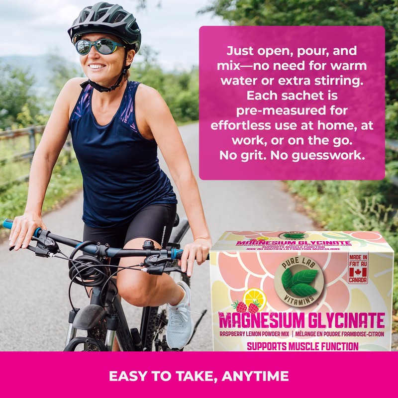 Pure Lab Vitamins Magnesium Glycinate Raspberry Lemon Powder Mix -