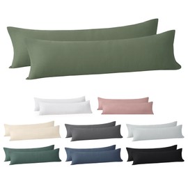 Jellymoni Cushion Cover 40 x 145 cm Cotton Set of 2 Green Oeko-Tex 100% Washed Cotton Pillowcase with Hidden Zip Soft 2 Piece Cushion Covers for Cushions 40 x 145 cm
