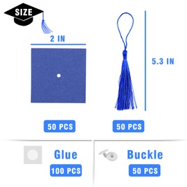 POUYRBA Graduation Cap Chocolate Decorations, 50pcs Black and Dark Blue 2025 Graduation Party Set for Chocolates Candies