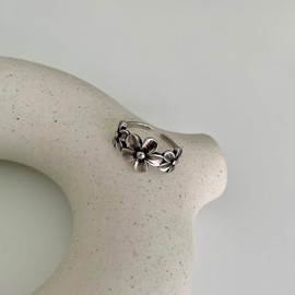CybozXtreme Flower Ring for Women Girls 925 Silver Fidget Rings for Anxiety Stress Relieving Vintage Classic Open Adjustable Rings for Wedding Everyday Jewellery Christmas Gifts