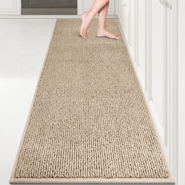 PURRUGS Machine Washable Kitchen Runner Rug 2ft8in x 8ft, Non-Slip/Skid Hallway Runner Rug, Super Absorbent Soft Area Rug for Hallway, Kitchen & Laundry, Rolled Packaging, Beige