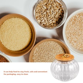 Cabilock Glass Jar with Lid Glass Coffee Nuts Canister Pumpkin Modelling Glass Storage Jar Lid Airtight Sealed Clear Coffee Bean Canister