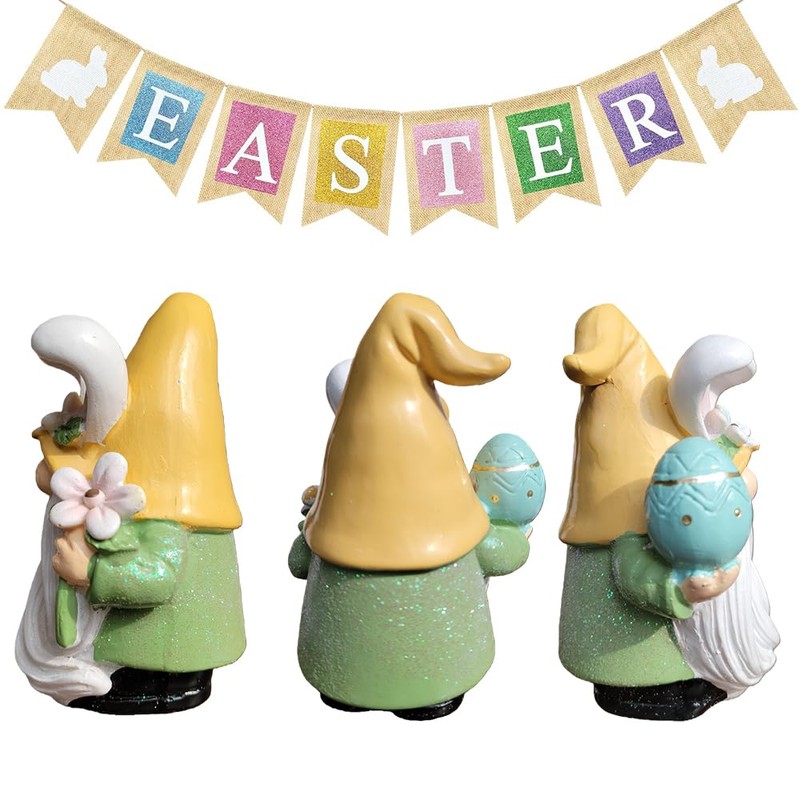 Pujipu Easter Gnomes, Easters Decorations, Resin Spring Gnome Figurine, Easters