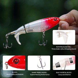 PROBITE Finless Twin Prop Bass Lure - Topwater Splash Action Bait for Long-Distance Casting, Rustproof Treble Hooks, Realistic 3D Eyes - Perfect for Daytime River & Lake Fishing in Freshwater