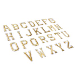 Misscrafts Golden A-Z Alphabet Embroidered Patches 52PCS Iron on/Sew On English Letters Applique Patches DIY for Hats Shirts Jeans Jackets Backpacks