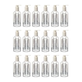 Pacific Pelican 16oz Clear Plastic Empty Bottles with Pump Dispenser, Refillable Shampoo/Oil Bottles, Squeezable Travel Containers for Shampoo, Lotions, Liquid Body Soap, Creams, BPA Free (24)