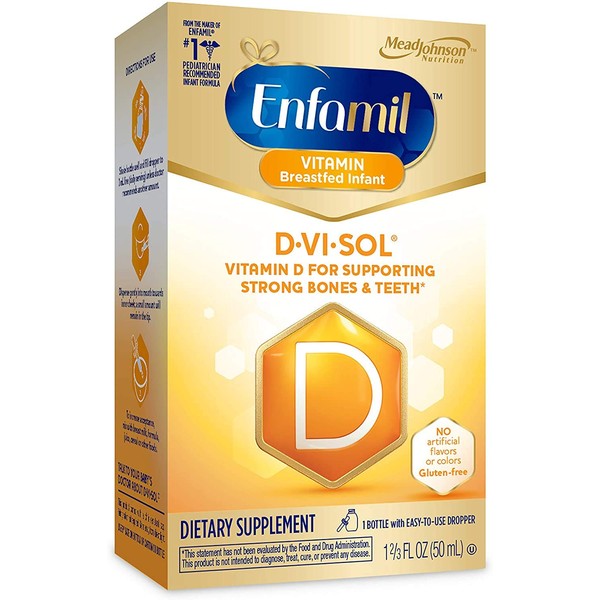 Enfamil D-Vi-Sol Vitamin D Drops for Infants, Supports Strong Bones and Teeth, Gluten-Free, Easy to Use Dropper Bottle 50 mL