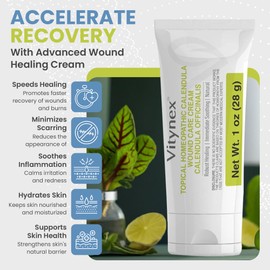 Skin Repair Wound Care Cream – 1 Oz Scar Prevention Cream First Aid Wound Ointment for Burns, Bites, Cuts, Ulcers, Abrasions – Deeply Nourishing Calendula Healing Ointment with Natural Ingredients