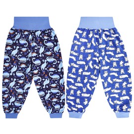 MOEMOE BABY Leakproof Diaper Pants for Potty Training Nighttime Diaper Shorts for Toddler Boys and Girls 2 Packs