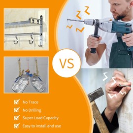 8-Set Adhesive Screws Wall Mount Hanging Nails No-Trace No Drilling Stick-on Sticky Screw with 3 Different Size Screw for Bathroom Kitchen Storage Room Tile Wall