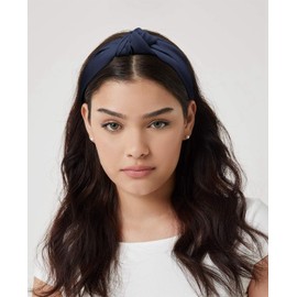 Wecoe 2 Pack Knotted Headbands For Women Navy Blue White Wide Headbands Hair Bands for Women's Hair Non Slip Fashion Cloth Headbands Hair Accessories For Women Girls Diademas Coreanas Para Mujer Gifts